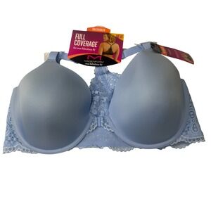 Maidenform Full Coverage Racerback Bra Womens 40D Blue Lace 07112 Front Close